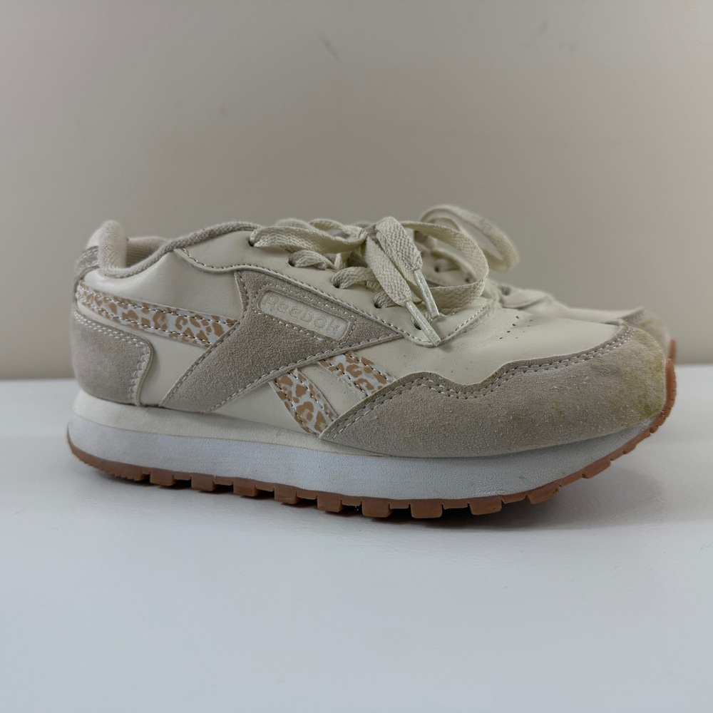 Reebok Beige and Gray Sneakers with Cheetah Pattern Accents‎ Sz 3 - Picture 2 of 13